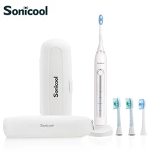 Sonicool 051B Electric Toothbrush USB Rechargeable Ultrasonic Vibrations Tooth Brushes With 4 Pcs DuPont Brush Heads