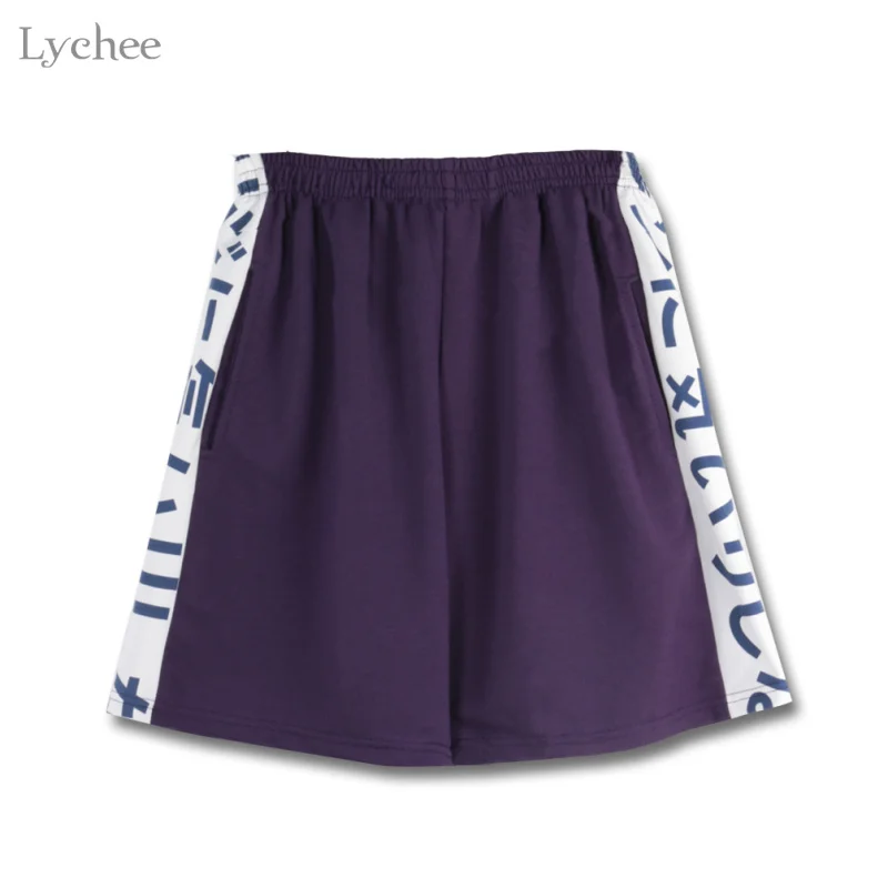 

Lychee Harajuku Punk Summer Women Shorts Japanese Print Patchwork Elastic Waist Casual Loose Oversize Shorts