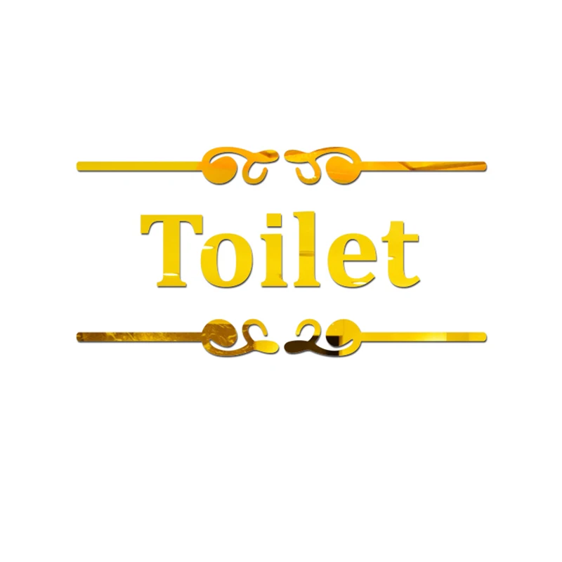 Ванная комната и Туалет Дверь Зеркало стикер для настенной плитки самоклеющиеся ванная комната Декор палочки знак входа в туалет зеркало стикер стены - Цвет: Gold