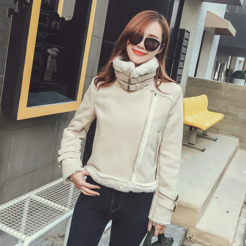 Autumn Winter short Faux lambswool jacket Women Parka Korean fashion thick warm Lamb Cotton coat Casual women fur jackets