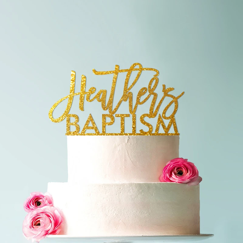 

Baptism Name Cake Topper, 6" inches wide, Laser Cut Cake Topper, Wood Cake Topper, Unique Cake Topper