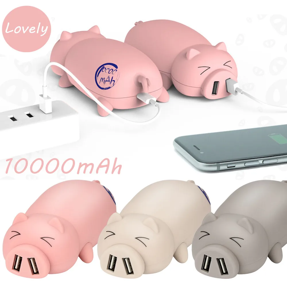 

Power Bank With Multi Secure Design Adorable Piggy Design Portable Dual USB Port Power Banks 10000mAh For Iphone Drop. Dec.16