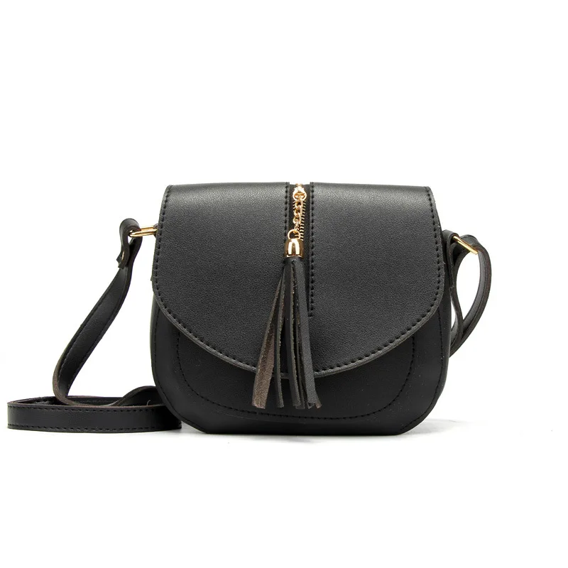 Брендовые женские сумки через плечо из искусственной кожи, женская сумка на плечо с кисточками, сумки высокого качества, дорожная вместительная сумка на плечо для женщин - Цвет: black