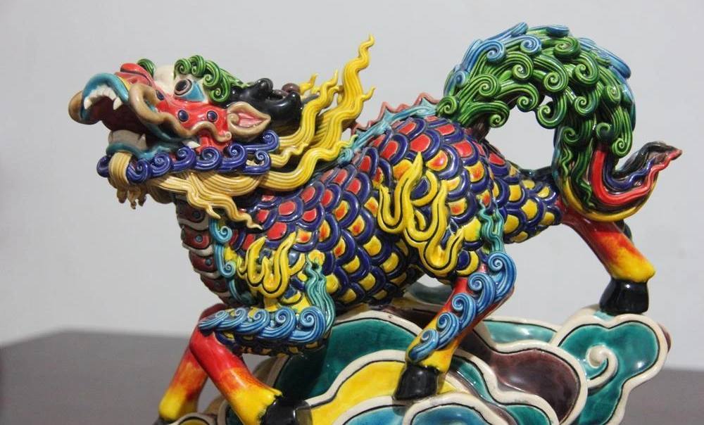 Chinese pottery porcelain kylin Kirin Chi Lin Kilin Qilin unicorn Animal Statue|Statues & Sculptures| - AliExpress