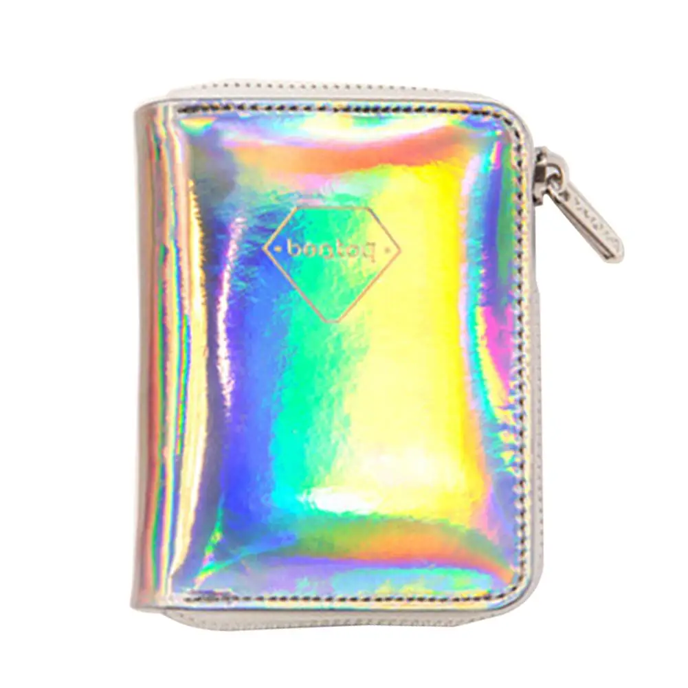 

Fashion Practical Holographic Women Faux Leather Zipper Purse Card Holder Small Wallet Bag