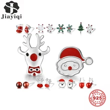 Jiayiqi, 12 рождественских серий, 925 пробы, серебряные серьги-гвоздики, очаровательные, для женщин, вечерние, роскошные ювелирные изделия, рождественский подарок, выбор