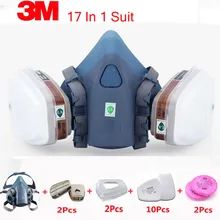 3M 7502 Respirator Mask 17 in 1 Suit Industry Painting Spray Dust Gas Mask With 3M 501 5N11 6001CN Chemcial Half face Mask
