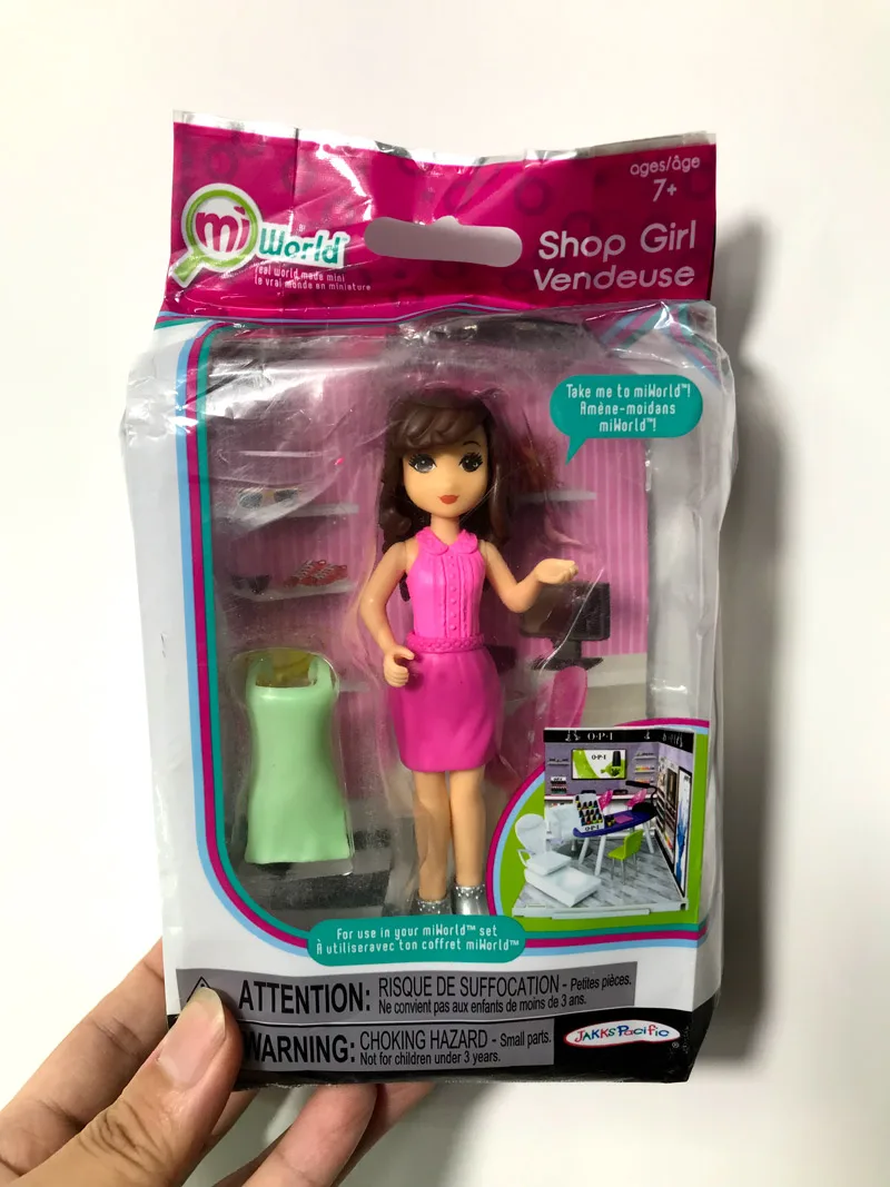 

about 13cm detachable saleswoman doll with apron accessories Original plastic bag doll