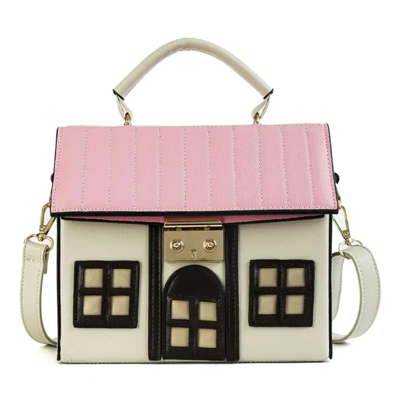 Женская Индивидуальная сумка-мессенджер в форме домика из искусственной кожи, сумка через плечо для девушек, Повседневная мини-сумка - Цвет: beige