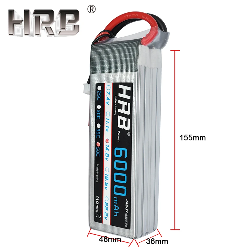 HRB 6000mAh Lipo батарея 50C 3S 2S 7,4 V 11,1 V 14,8 V Deans T XT60 4S 5S 6S 3,7 V 18,5 V 22,2 V AKKU лодка вертолеты Самолет RC запчасти