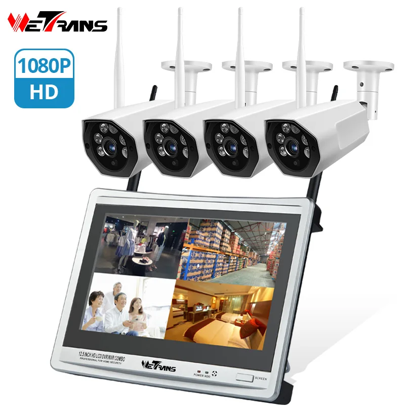 

Wetrans cctv kit video surveillance wireless security camera system 1080p wifi NVR with Monitor 4ch camaras de vigilancia h.265