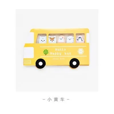 Creative Kawaii Bus Memo Pad Sticky Notes Cute Diary Decoration Planner Stickers Notepad Office School Stationary Supplies 01930 - Цвет: Yellow