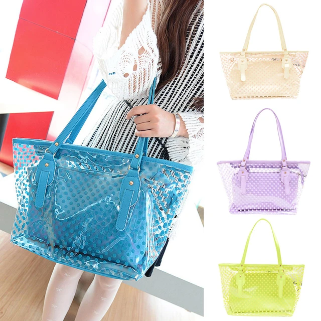 Fashion sac Lady Plastic Wave Point Transparent Beach Shoulder Handbag bolso transparente _ - AliExpress Mobile