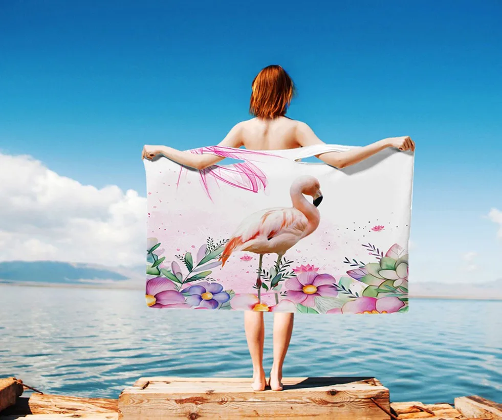 

Flamingo photo print dty bath towel 3d towel Nordic style microfiber towel Jane European scarf
