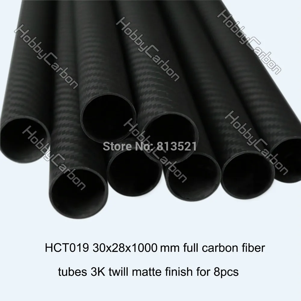 

High strength 30x28X1000mm twill matte 3k carbon fiber tubes strips pipes rod boom for landing gear 8pcs