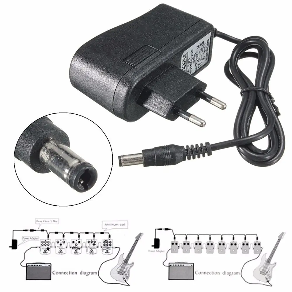

1pcs Black EU Plug AC 100-240V DC 9V 1A Electric Guitar Stompbox Power Supply Adapter For Guitar Parts Effect Pedal Board