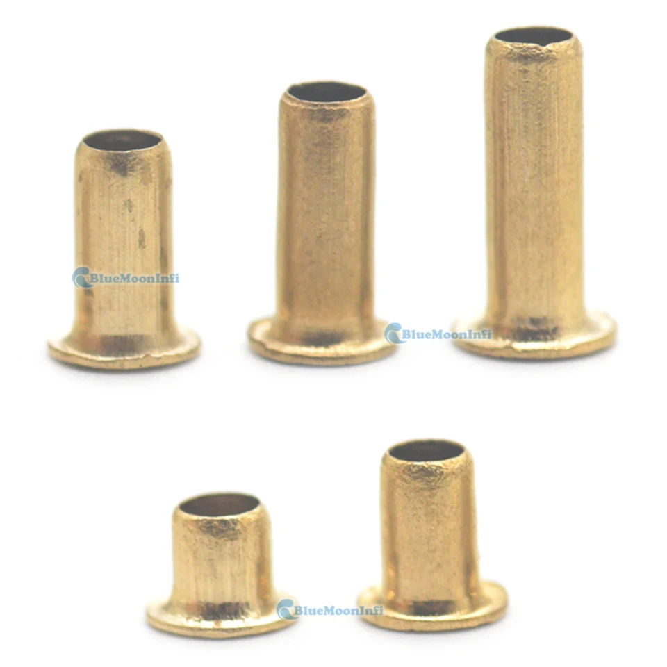 Ochoos 100//200pcs M6 Series Brass Eyelet Rivet Nut Copper Through Hole Rivets Hollow Grommet M66//8//10mm Stem Length: 6mm, Number of Pcs: 100Pcs
