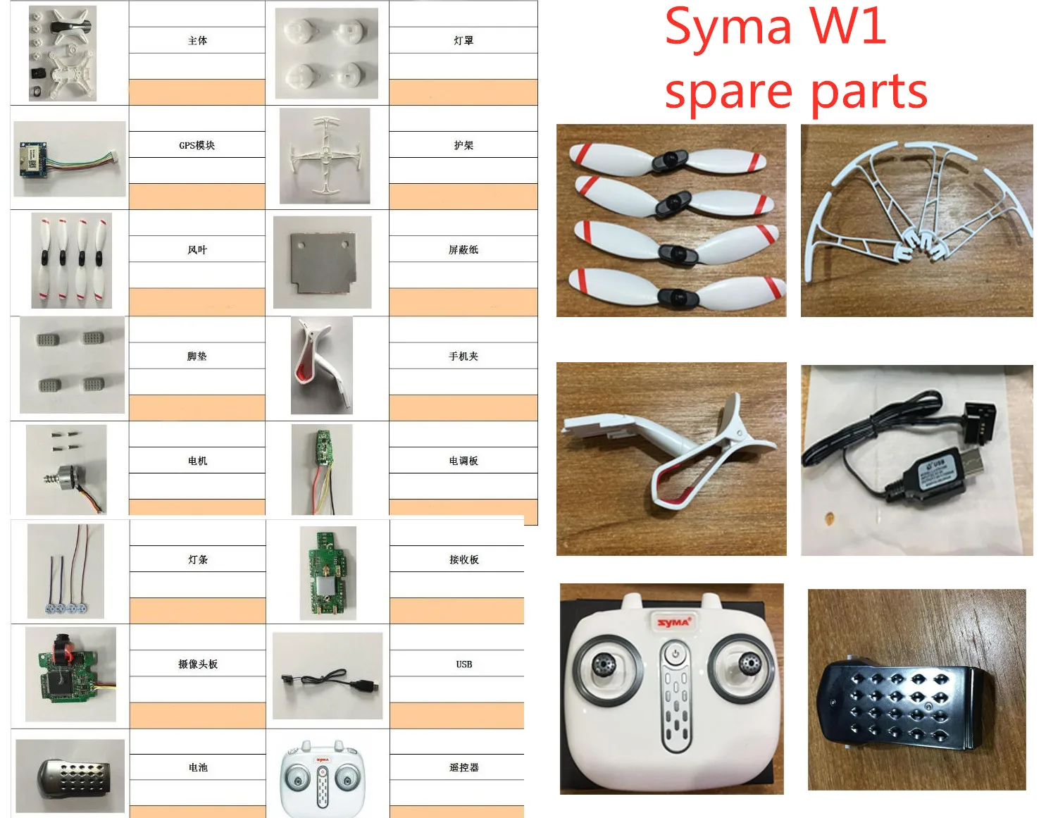 

Syma W1 Brushless RC Quadcopter Accessories Remote Drone Parts body shell motor blades Protection ring GPS Receiving camera set