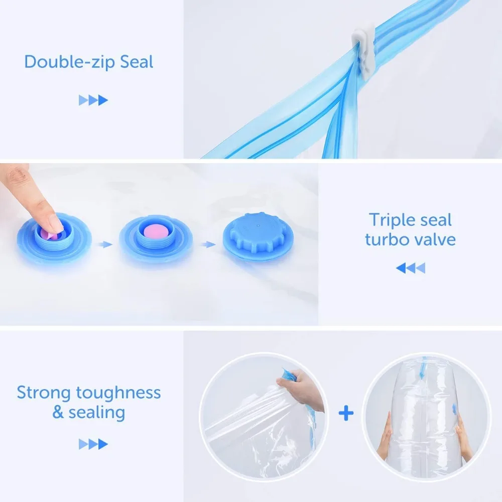 أكياس تخزين بالتفريغ ، قابلة لإعادة الاستخدام الفضاء التوقف أكياس مزدوجة البريدي ختم و تسرب صمام ، vacume حزمة تخزين أكياس جامبو حجم للملابس