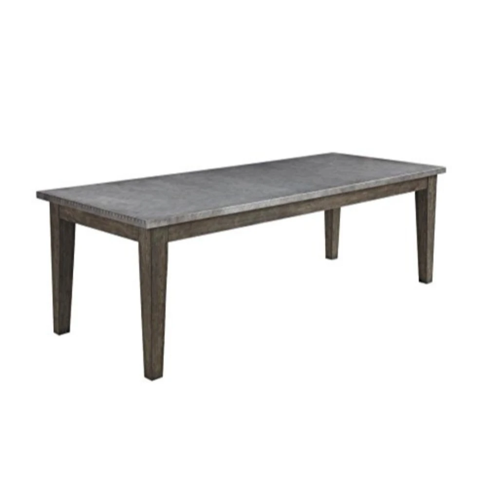 Rustic Metal Top Rectangular Dining Table, Gray