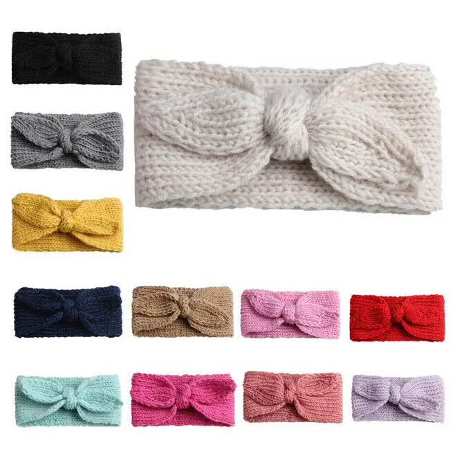 

New Winter Autumn Baby Hat Soft Elastic Cotton Newborn Hat Kids Cap Knit Girls Hats Toddler Bow Headband Hair Band Head Wrap