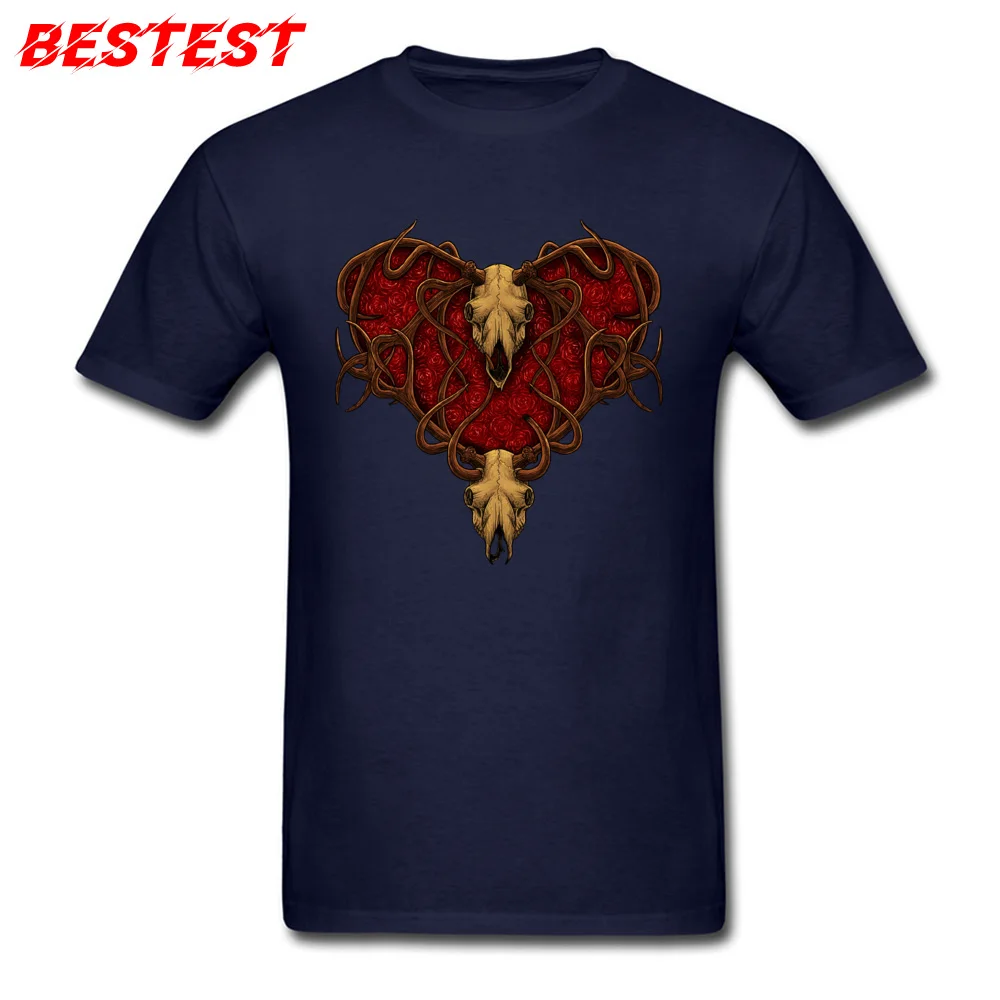 Heart Men Oversized Normal Tops Shirts Round Collar Summer/Autumn Cotton Top T-shirts Printed Short Sleeve T Shirt Heart navy