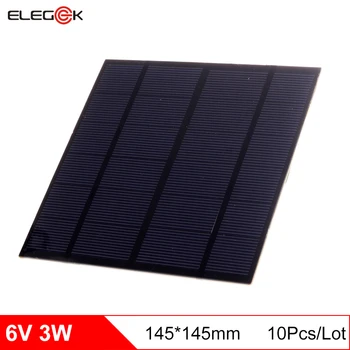 

ELEGEEK 10Pcs/Lot Polycrystalline 3W 6V Mini Solar Panel 145*145mm 500mAh 3W DIY Solar Panel Cell for Education