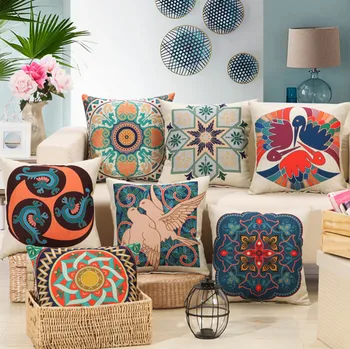 

Retro Ethnic Geometric Linen Cotton Pillow Home Decor Cushion Vintage Bird Sofa Car Seat Decorative Throw Pillow Capa Almofada