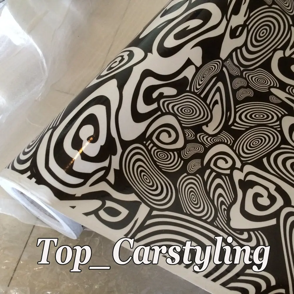 black embossed vinyl car wrap stickerbomb camouflage black white foile (3)
