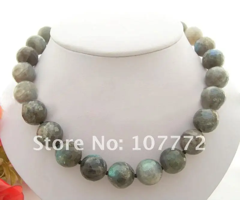 

Genuine 15mm Faceted Round Labradorite Necklace Free shipment