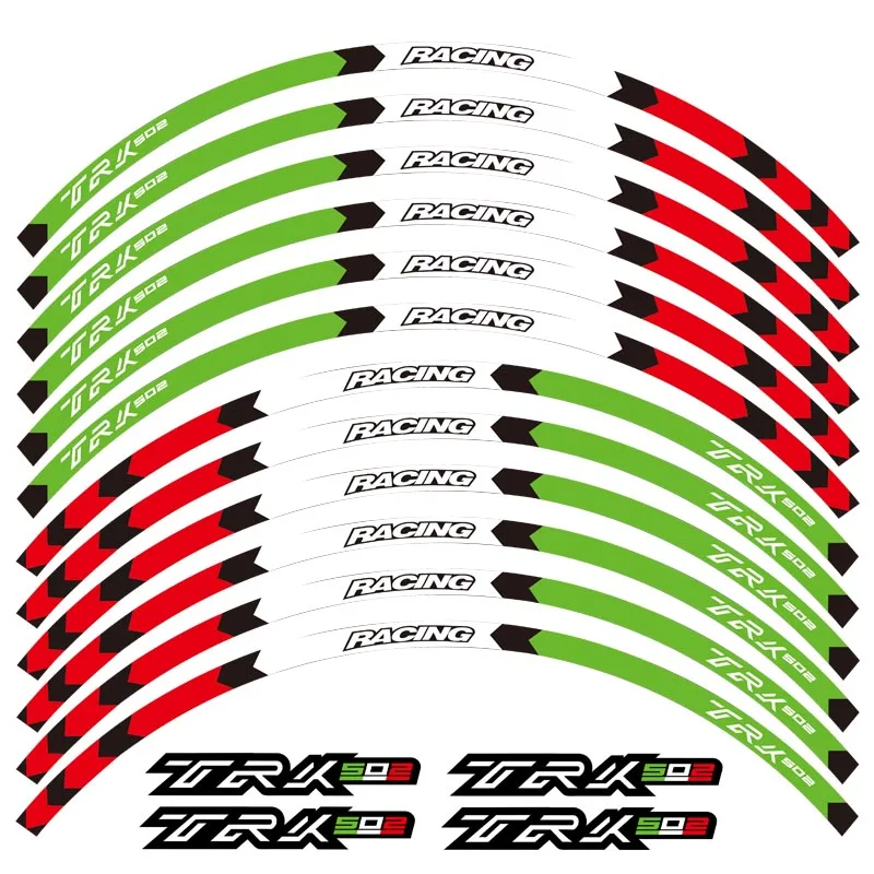 Лидер продаж 4 цвета для Бенелли TRK502 колеса мотоцикла наклейки Светоотражающие Обода в полоску TRK502 мотоцикл trk502 - Цвет: A Green and white