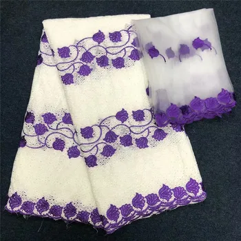 

Hot Selling 7yards Swiss Cotton Lace High Quality lace Bazin Lace Fabric Nigerian Voile Lace Fabric For Party Dress HA242-1