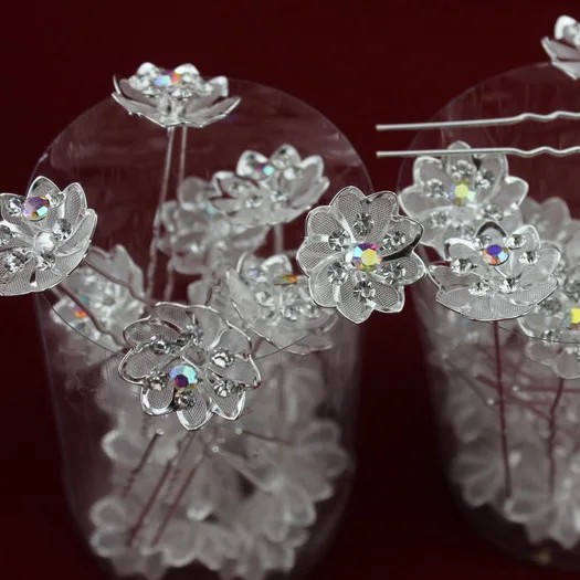 

isnice Korean dish hair accessories wholesale bridal flowers Rhinestone tool dish made hairpin hairpin U-shaped hair fork Lotus
