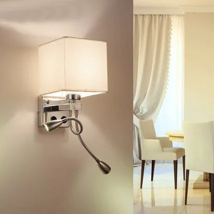 Aliexpress Modern Wall Sconce With Switch Bed Lamps 2 Pcs 1w Led Reading Light Hose Rocker Arm Lighting Fabric Lampshade From