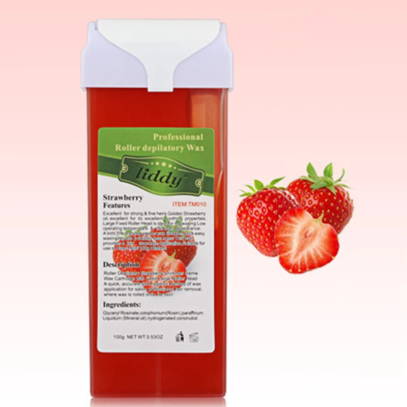 

100g Roll On Hot Depilatory Wax Cartridge Heater Waxing Hair Removal RemoveStrawberry Aloe,Tea Tree,Green Tea, Orange, Rose