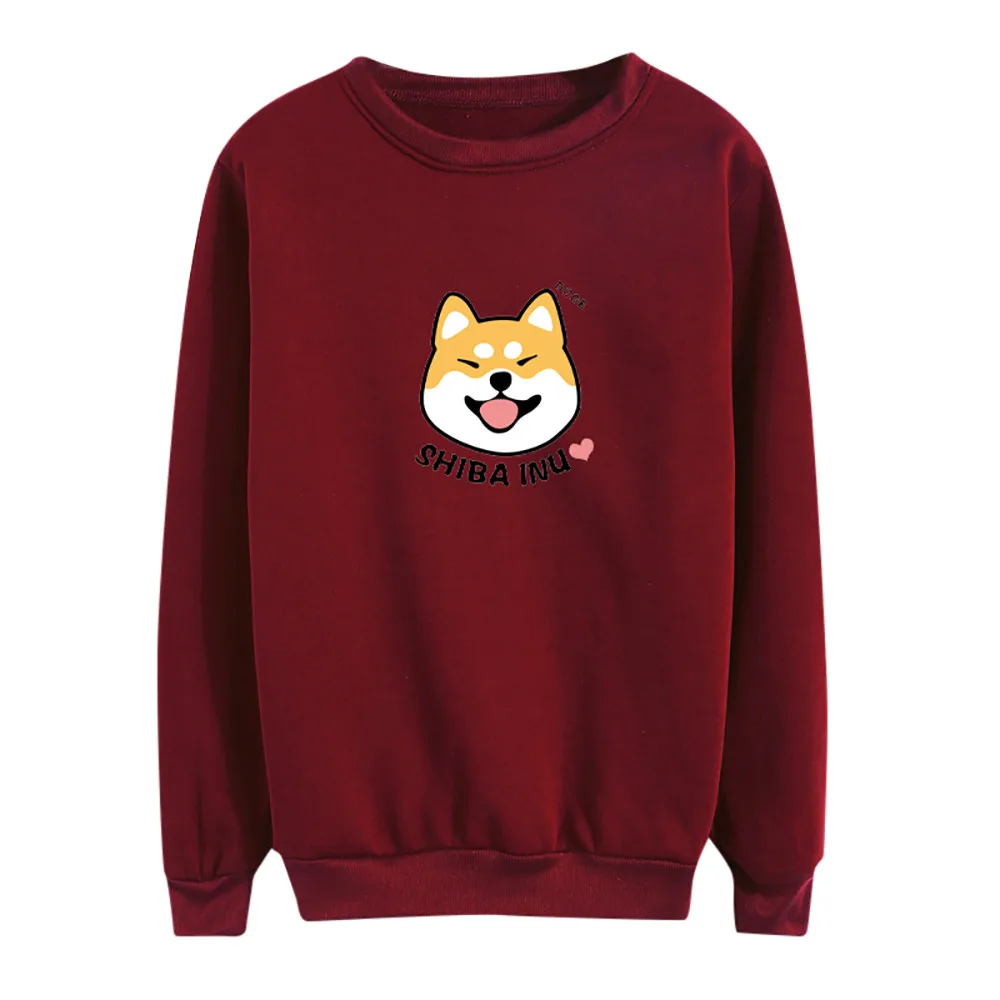 

Winter Womens Harajuku Kawaii Shiba Inu Pattern Print Sweatshirt Casual O-neck Clothes Loose Hoody Female Pullover Sweatwear