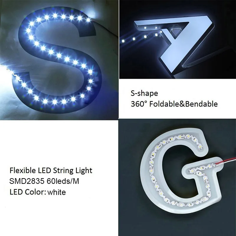 

300LEDs DC12V 5M LED Strip 2835 SMD S Shape Flexible Bending LED Strip Light for Backlight Channel Letters Advertising Light