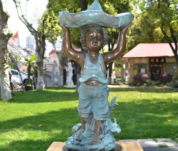 

Art Deco Sculpture The Boy Holds Lotus Bronze Statue
