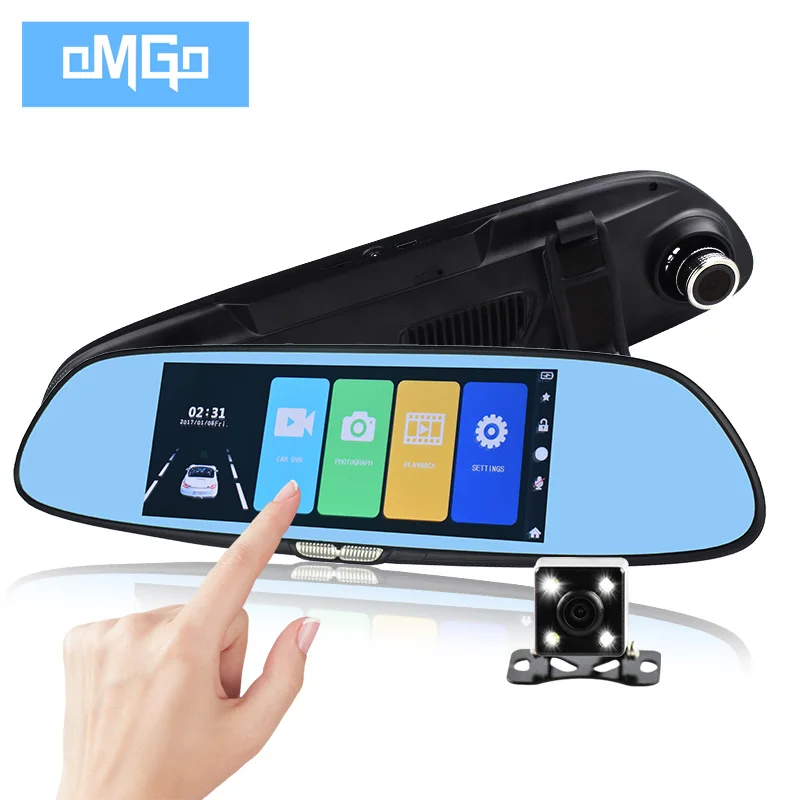 

HD 7" inch Touch Screen dual lens car camera rearview mirror auto dvrs cars dvr registrator dash cam full hd1080p night vision