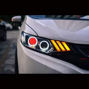 

Free Shipping for Honda Fit LED Angel Eyes head Lamp 2014 to 2016 year Black Color