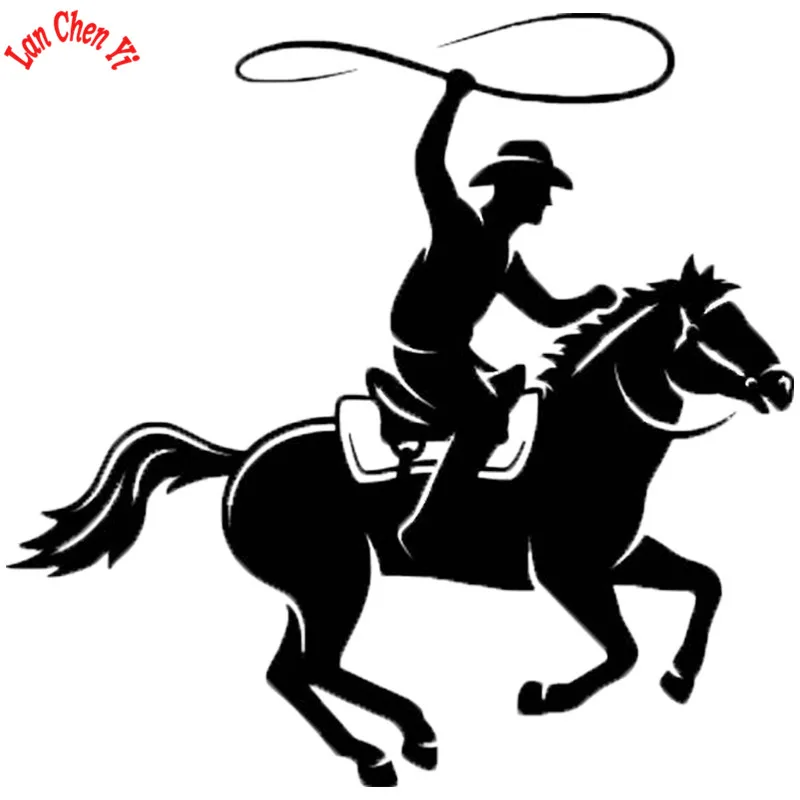 

JD056 Artistic Wild West Cowboy On Horse Vinyl Car Stickers Stylish Motorcycle Decals Styling Black/Silver