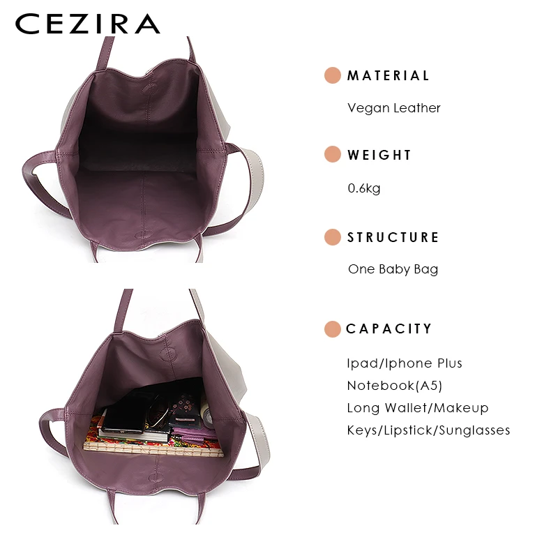 Cena CEZIRA sztuczna skóra dorywczo mody kobiet torebka na ramię dwa kolor odwracalne panie miękkie duże torby na ramię i Crossbody kobiet Hobo