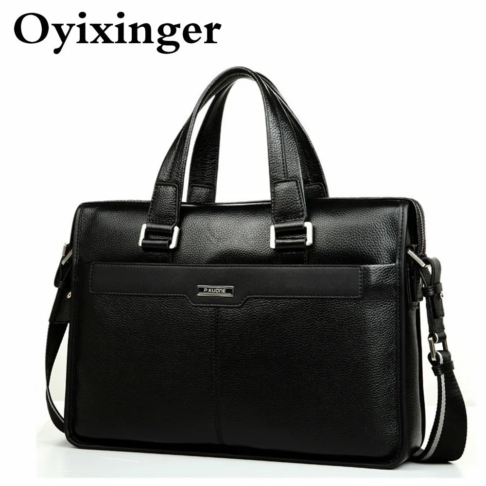 

Business Men Genuine Leather Handbag 14" 15" Laptop Bag Man Shoulder Messenger Crossbody Bags Leather Briefcase For Macbook Air