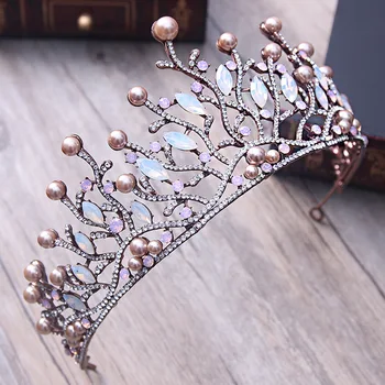 

New Baroque retro vintage bride head patina Crystal Beaded bridal crowns and tiaras wedding hair accessories wholesale