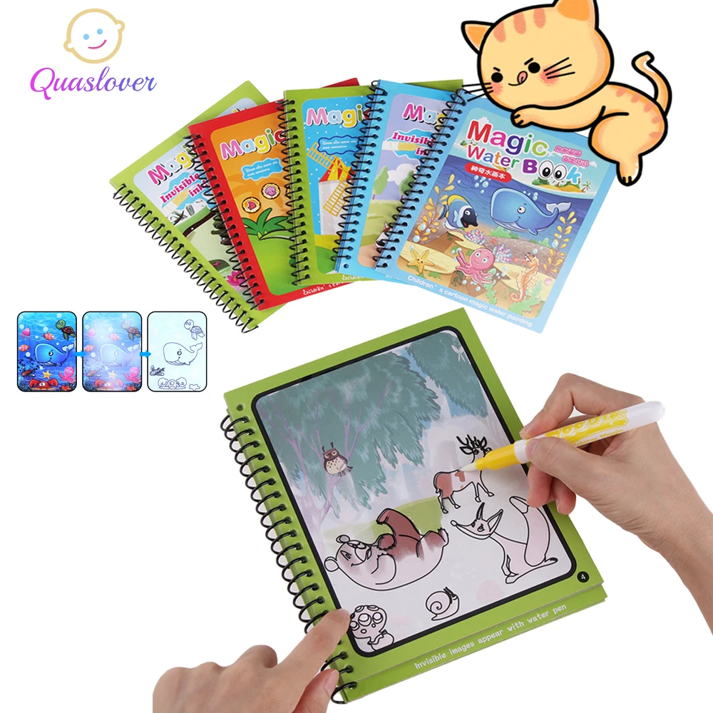 Magic Water Drawing Book for Kid Painting Mat Water Coloring Book Magic Pen Children Doodle Board Toys Baby Early Education Book