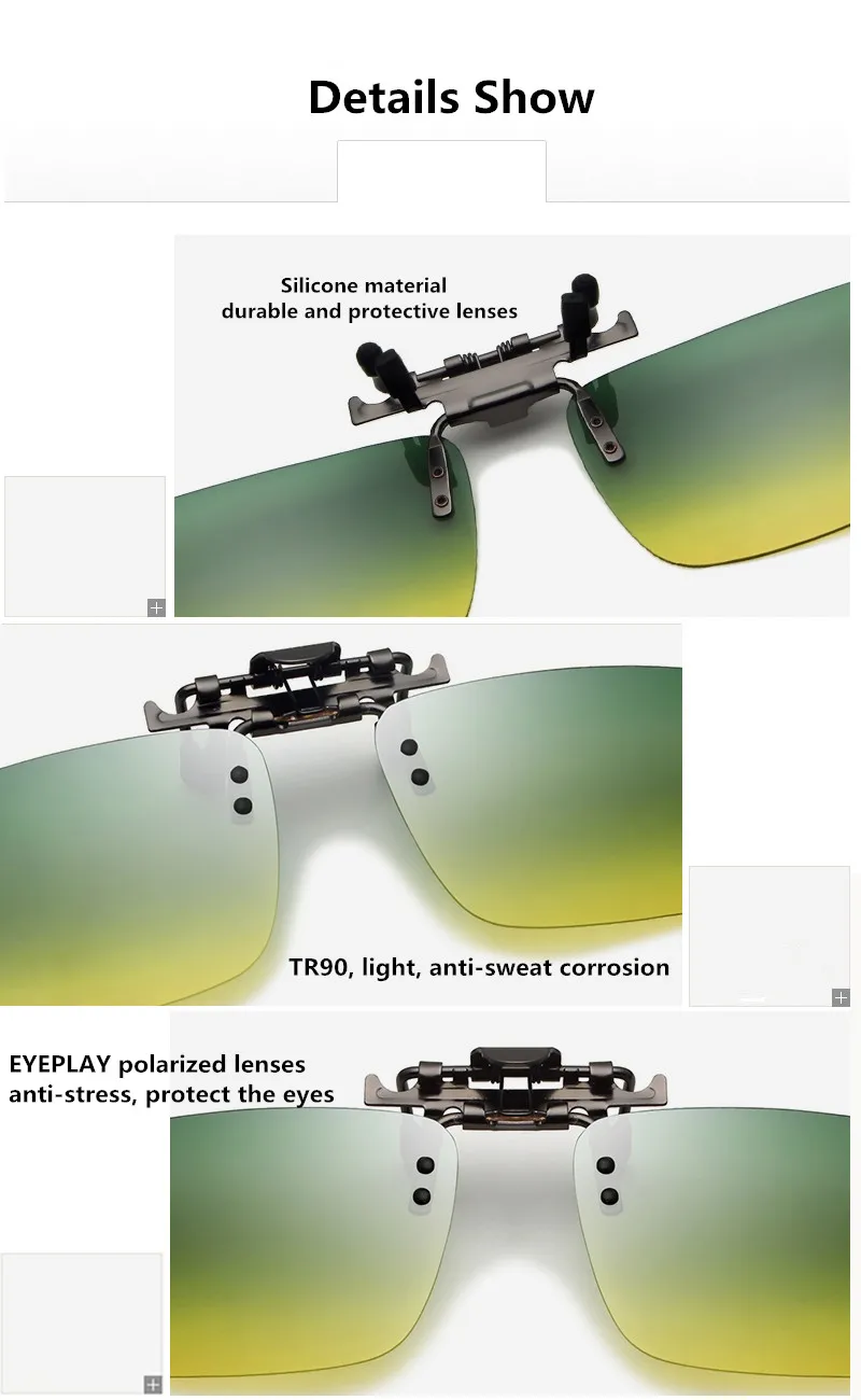 Поляризованные солнцезащитные очки клип на UV400 вождения ночного видения клип на очки Аксессуары Солнцезащитные очки линзы Óculos Gafas De Sol