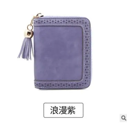 Angelatracy New Arrival Distress Solid PU Leather Card Hollow Out Women Coin Tassel ID Set Credit Card Holder CardHolder - Цвет: Card Holder Perple