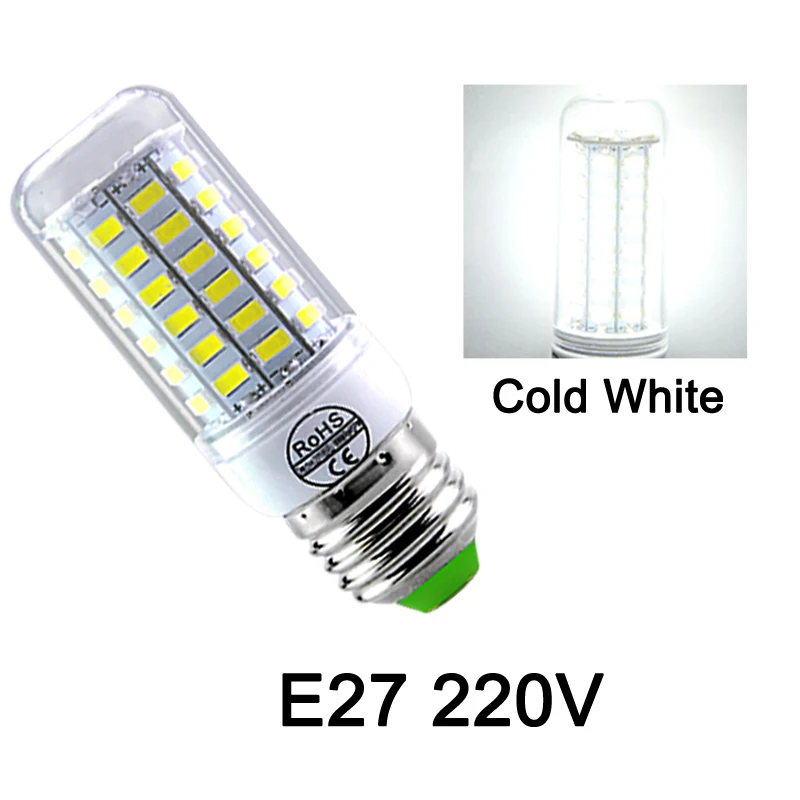 E27 Светодиодный светильник 220V SMD5730 E14 Светодиодный светильник 24 36 56 72 светодиодный s кукурузная лампа для дома люстра Высокий люмен холодный белый теплый белый 10 шт - Испускаемый цвет: E27 220V Cold White