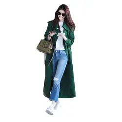 UK бренд Новая мода 2019 осень/осень Повседневное двубортный простой классический длинный плащ пальто зеленый шикарный женский windbreakerYH214