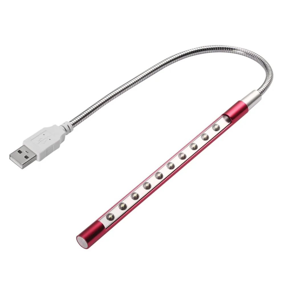 New Mini Flexible 10 LEDs USB Light Computer reading Lamp for Notebook